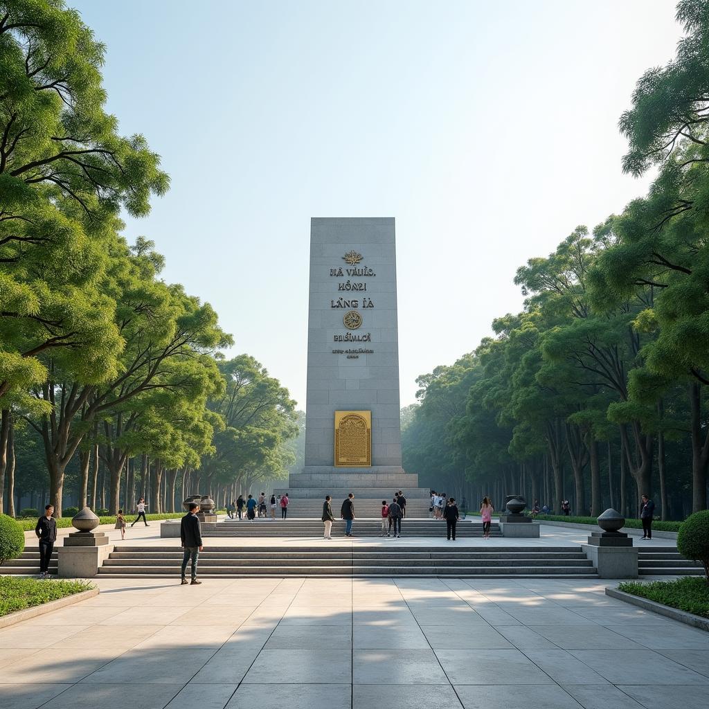 Đài tưởng niệm trang nghiêm tại Khu di tích Láng Le Bầu Cò, nơi tưởng nhớ anh hùng liệt sĩ